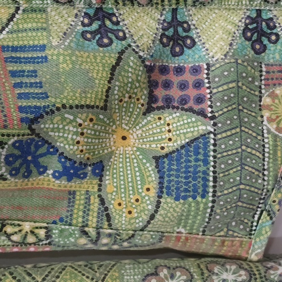 Chico's sz1(med) green abstract button up denim twill jacket - Picture 6 of 7